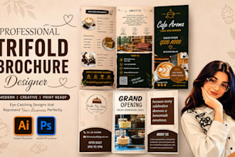 design amazing trifold or bifold brochure marketing brochure