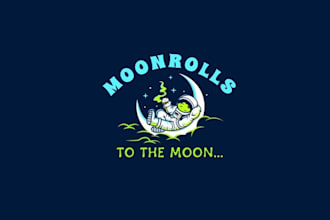 design astronaut smoking cannabis logo for our moon rolls