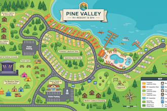 create vector map, rv park map, resort map, event map, festival map