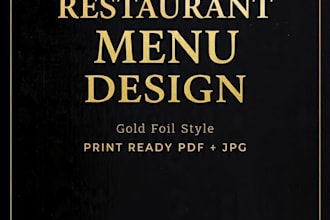 design a luxury restaurant menu with gold foil style