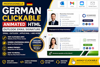 german clickable animated html email outlook signature, gmail mail signature