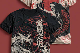 create japanese art for t shirt illustration