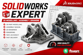 create professional solidworks 3d models, assemblies