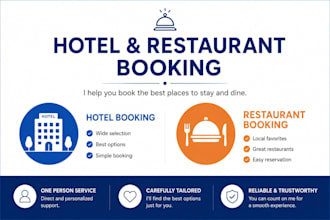 reservation hotel or restaurants,etc