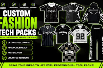 apparel tech packs clothing design streetwear activewear bom size charts specs