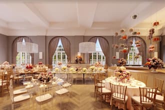 refurnish 3d wedding reception hall,opulent interior decoration,ballroom layout