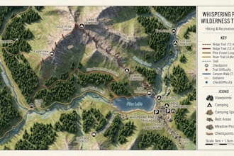 create travel map, hiking map, trail map, park map, resort map, subdivision map