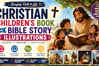 create christian bible story illustration for kids