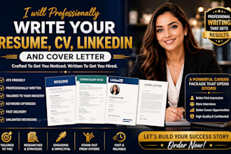 professionally write your resume, CV, linkedin and cover letter