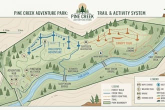 create camping map, park map, custom map, trail map and campground map