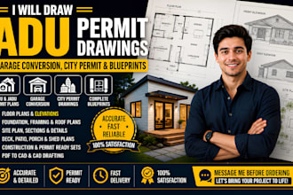 draw adu permit drawings garage conversion city permit and blueprints