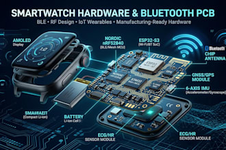 develop smartwatch hardware and bluetooth pcb with antenna for iot wearable