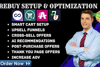 setup rebuy smart cart, upsell, cross sell for shopify