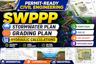 design swppp stomwater drainage plan grading plan hydraulic calculation