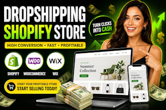 build a professional dropshipping website for shopify wix wordpress