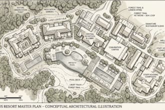 create festival tourism event travel map illustration campus resort hotel map