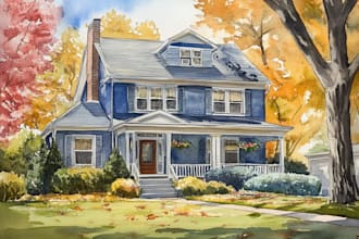 draw a watercolor painting of your home, house