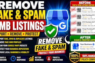 report and remove fake gmb profile, spam list report, duplicate google profile
