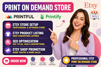 setup etsy print on demand store printify printiful etsy seo print on demand