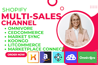 setup shopify marketplace coonnect omnivore cedcommerce koongo litcommerce sync