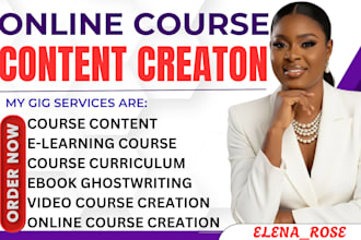 create ebook online course content, elearning course creation, course curriculum