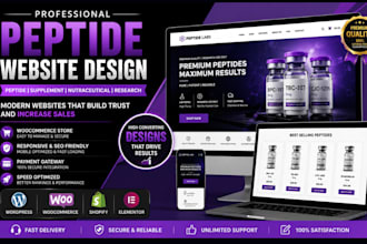 design peptide website, peptide store, research peptide woocommerce website