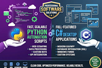 build custom python automation scripts and c sharp desktop applications