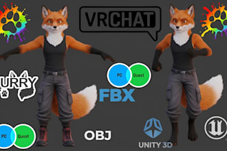 do custom vrchat furry fursona avatar 3d model vrc anime nsfw avatar vrc avatar