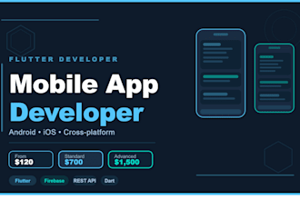 develop a mobile app using flutter for android and ios