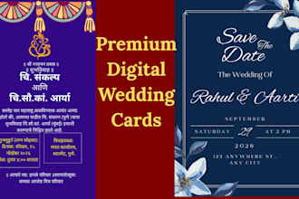 design premium digital wedding invitation cards and videos
