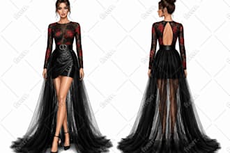 create custom fashion illustration from your dress idea