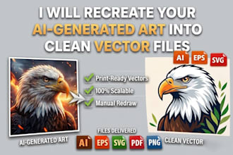 recreate ai generated art and designs to vector editable file