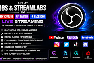 set up obs and streamlabs for youtube, twitch and facebook live streaming