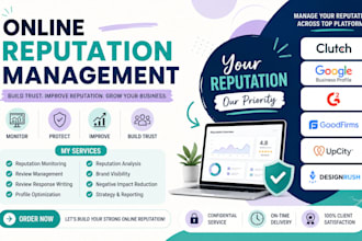 manage and optimize your online reputation on clutch g2 goodfirm upcity gmb