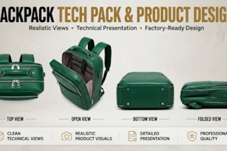 do bag tech pack design, backpack tech pack, tote bag for manufacturing