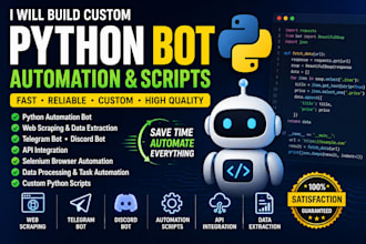build python bot, automation bot, python scripting, telegram bot, python program