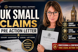 provide small claims service pre action letter and small claim court UK support