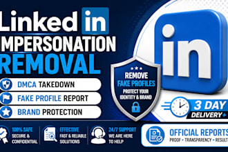 remove fake linkedin profile and harassing defaming remove copyright leaked
