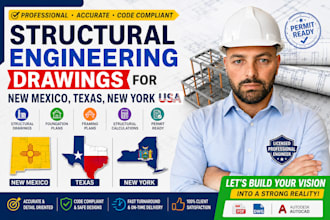 create structural engineering drawings for new mexico, texas, new york USA