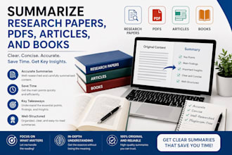 summarize research papers, pdfs, articles, and books