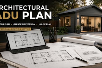 provide architectural adu plan, 2d floor plan, garage conversion, house plan