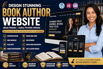 design stunning book author website, ebook website, author portfolio website