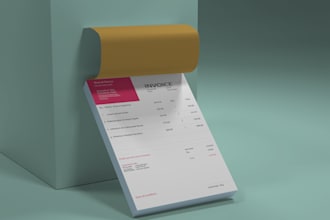 design a professional invoice, receipt and billing template