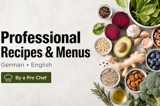 write professional menus and recipes in german and english
