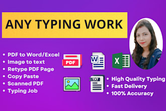 do expert ms word typing, image to text and PDF to excel