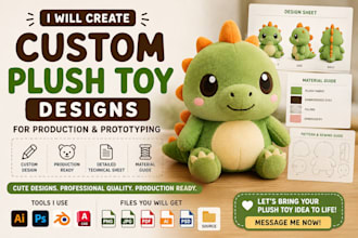 create custom plush toy designs for production and prototyping