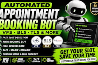 develop booking bot,vfs appointment bot, appointment bot,vfs bot, telegram bot