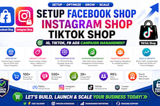 setup facebook shop instagram tiktok shop ig tiktok fb ads campaign management