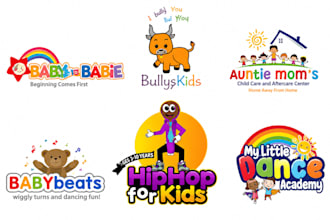 create baby shop, toy shop, kids shop, childcare, baby and kids logo for you
