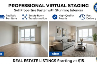 professionally virtual stage empty rooms for property sales